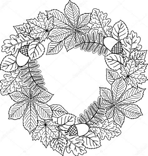 62 beste afbeeldingen van bloemen kleurplaten coloring pages. Decoratieve krans van herfstbladeren. Vector kleurboek ...