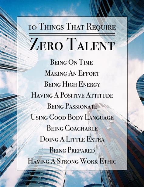 10 Things That Require Zero Talent Inspirational Print Motivational