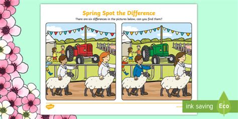 Spring Spot The Difference Games And Activities Twinkl