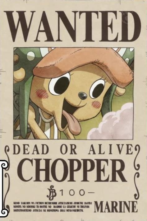 Download transparent one piece png for free on pngkey.com. Image - Tony Tony Chopper's Current Wanted Poster.png ...