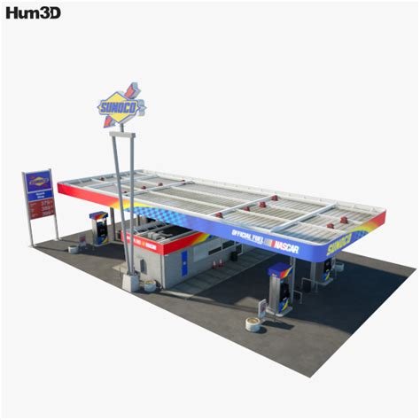 Sunoco Gas Station 001 3d Model Download Architecture On