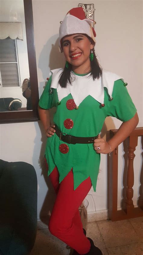 Elf Costume Made Of Green T Shirt Foamy And White Baize Christmas Elf