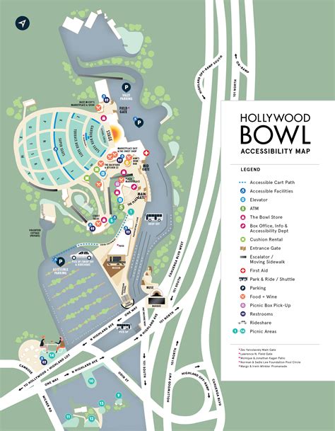 Bowl Accessibility Map Hollywood Bowl
