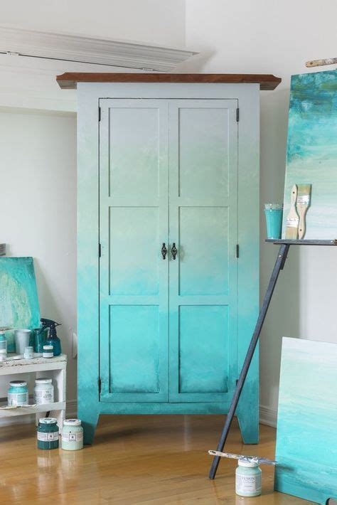 How To Blend Paint To Create An Ombré Effect Armoire Makeover