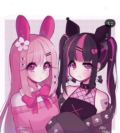 Two Anime Girls With Pink Hair And Bunny Ears