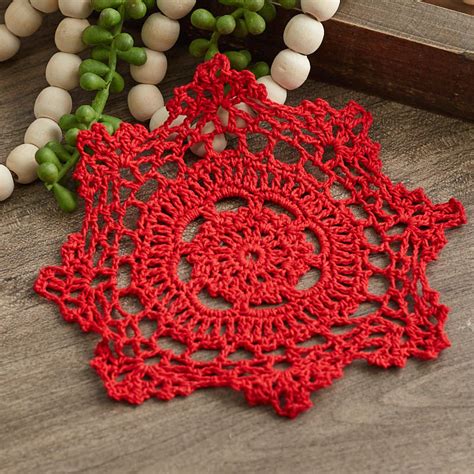 Red Round Crocheted Doily Crochet And Lace Doilies Home Decor