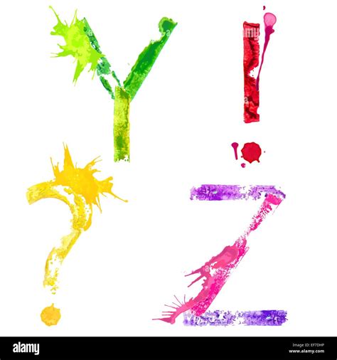 Colorful Paint Splash Alphabet Letters Vector Paint Splash Font Y Z And