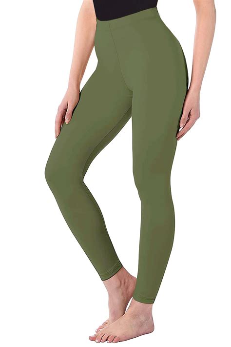 Khaki Stretch Plain Leggings Roman Uk