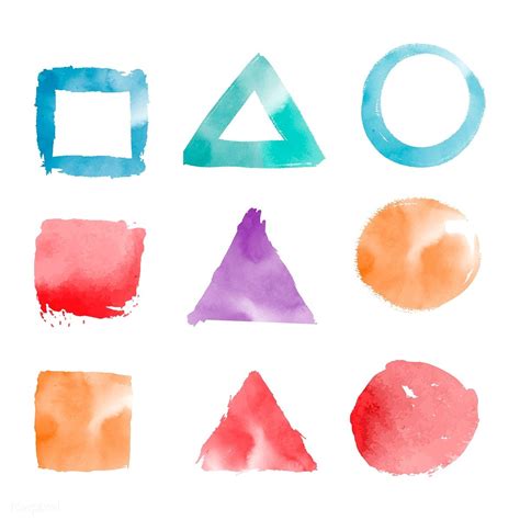 Watercolor Geometric Shapes Vector Set Free Image By