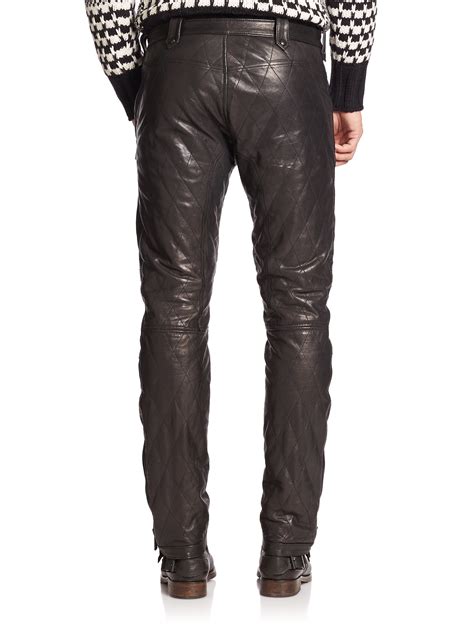 Belstaff Quilted Leather Moto Pants In Black For Men Lyst
