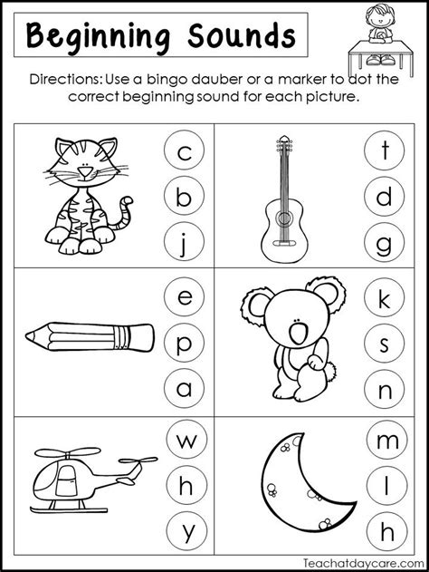20 Printable Beginning Sounds Worksheets Preschool 1st Grade Phonics And Literacy Etsy