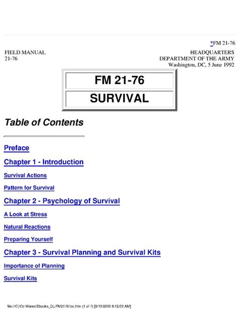 Fileus Army Survival Field Manual Fm 21 76pdf W9cr