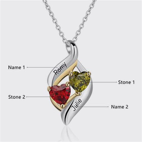 Name Necklace With 2 Birthstones