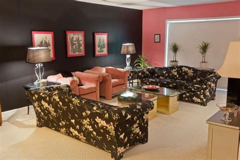 Tropical Living Room With Black And Pink Palette Hgtv