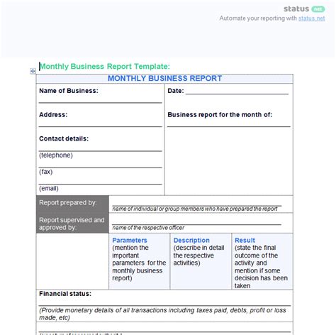 An Outstanding Business Progress Report Free Template Download