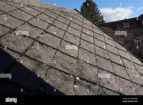 Old Roof Shingles With Moss Stock Photo Alamy