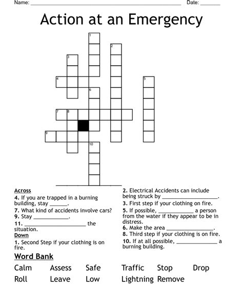 Action At An Emergency Crossword Wordmint