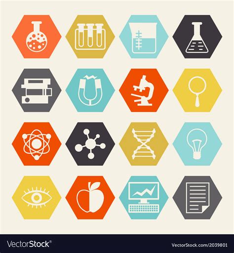 Science Icons In Flat Design Style Royalty Free Vector Image