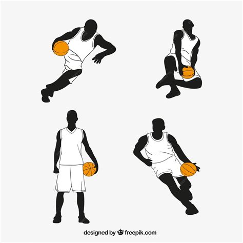 Free Vector Set Of Hand Drawn Basketball Players