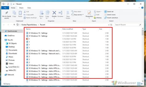 Windows 10 How To Find And Clear The All Recent Files List Winbuzzer