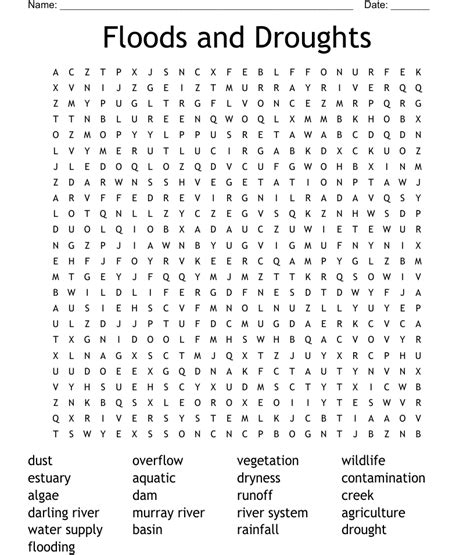 Floods And Droughts Word Search Wordmint
