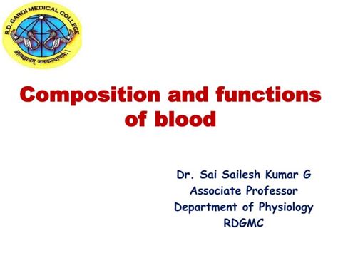 Composition And Functions Of Blood Ppt