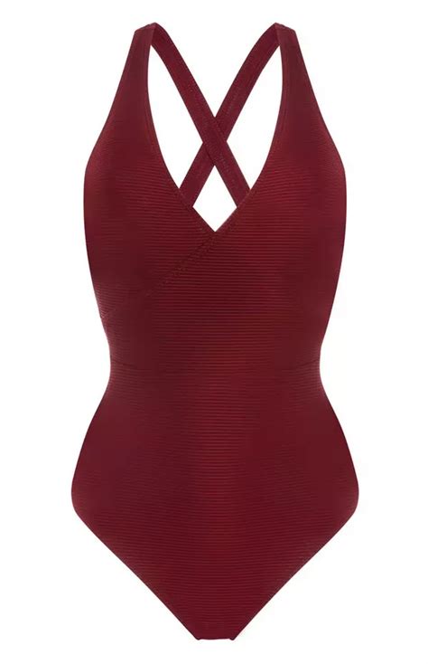 Burgundy Control Swimsuit In 2020 Swimsuits Slimming Swimsuits Primark