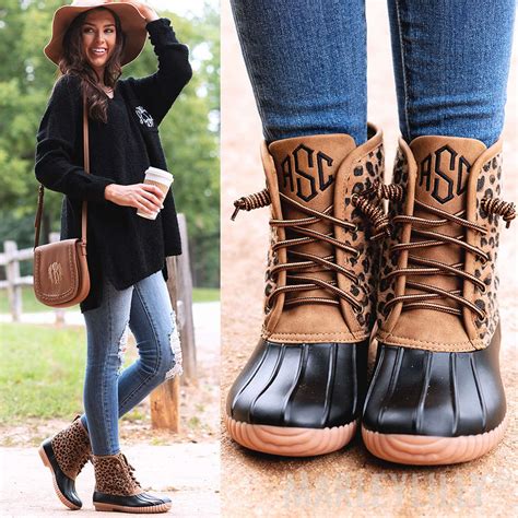 Monogrammed Leopard Duck Boots Duck Boots Outfit Sperry Duck Boots