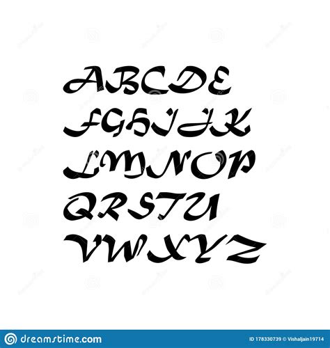 Modern Alphabet Brush Calligraphy Handwritten Ink Lettering English Alphabet Modern Calligraphy