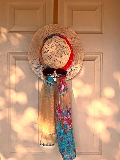 Summer Hat Door Wreath Diy Hat Crafts Door Wreaths