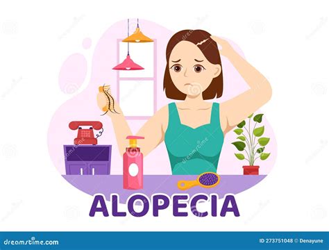 Alopecia Illustration With Hair Loss Autoimmune Medical Disease And