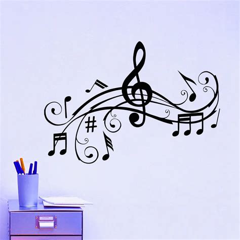 Wall Vinyl Decals Note Notes Waves Musical Sign Decal Sticker Art Mural