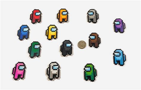 Among Us Character Pixel Sprites Perler Pins Magnets Keychains Etsy