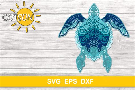 D Layered Mandala Turtle Svg Layers Cut Files Design