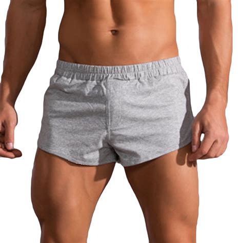 Mens Running Workout Shorts Casual Solid Color Elastic Waist Gym