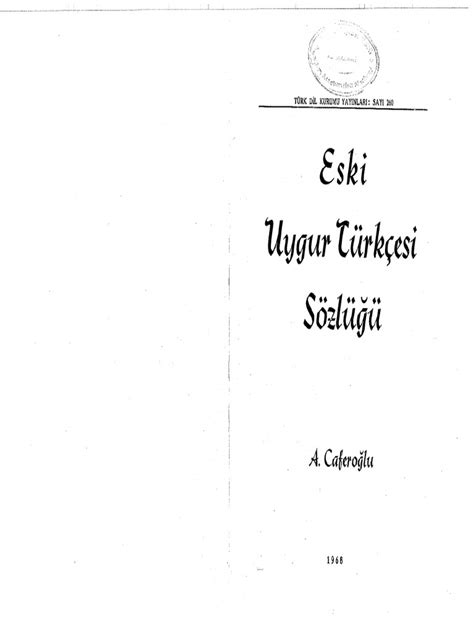 Acaferoğlu Eski Uygur Sözlüğü Pdf