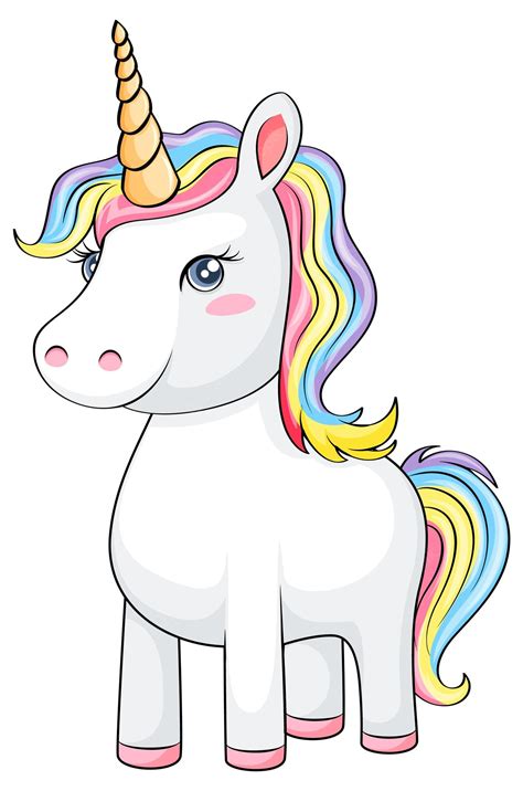 Premium Vector Adorable Unicorn With Rainbow Mane