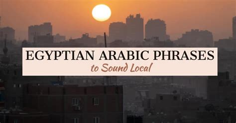 Colloquial Everyday Egyptian Arabic Phrases To Sound Local Useful For