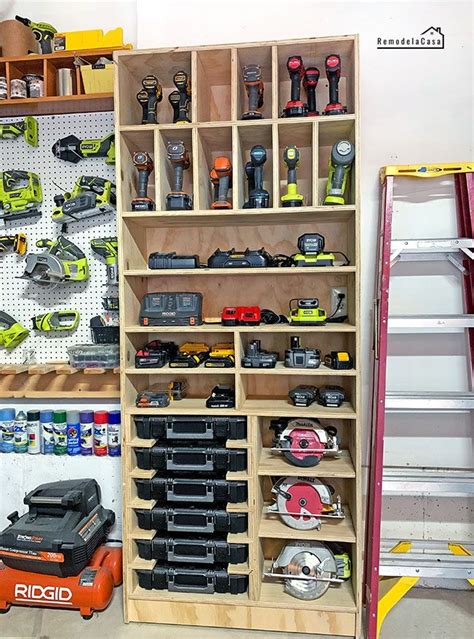 Garage Organization Charging Station Tool Storage Cabinet With Images Diy Storage