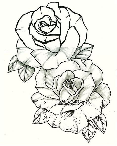 Traditional Rose Tattoo Outline Sketch Coloring Page