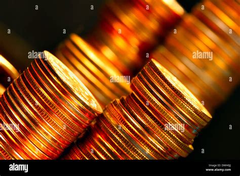 Stacks Of The Gold Coins Close Up Stock Photo Alamy