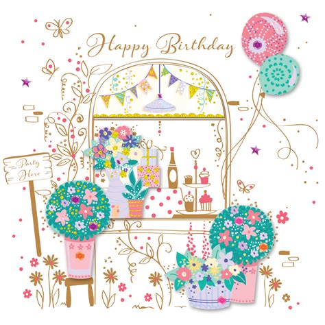 Party Here Pretty Happy Birthday Greeting Card Cards