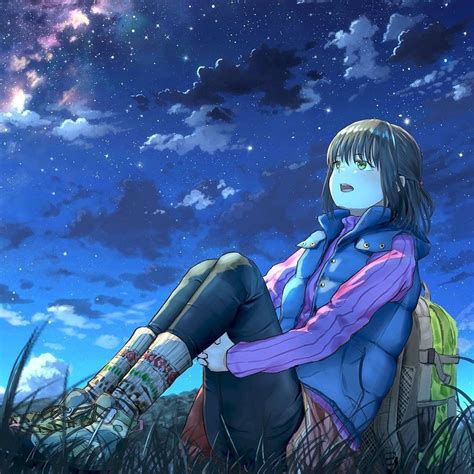 Mirando Las Estrellas Ilustración Japonesa Dibujos De Anime Mirando Estrellas