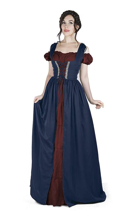 Boho Set Renaissance Medieval Irish Costume Chemise And Over Dress Dresses Medieval Dress