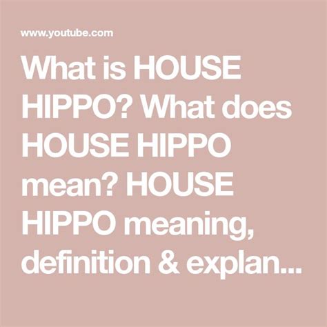 What Is House Hippo What Does House Hippo Mean House Hippo Meaning