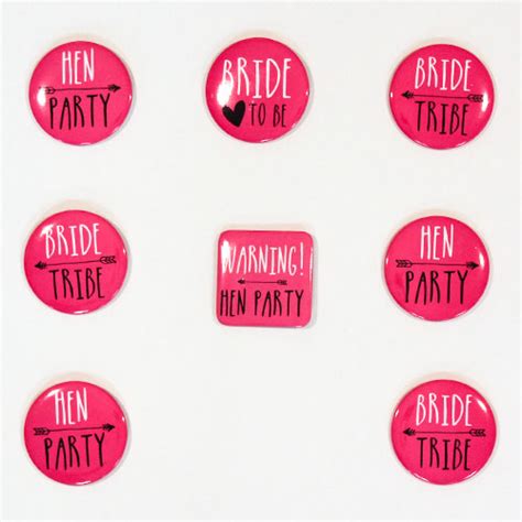 Hen Party Bride Tribe Pink Metallic Badges Pack Of 8 Partyrama