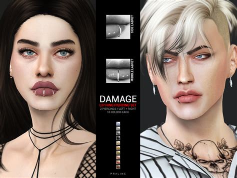The Sims Resource Damage Lip Ring Piercing Set