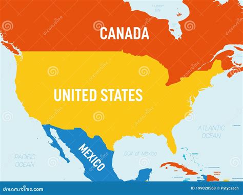 Usa Map 4 Bright Color Scheme High Detailed Political Map United