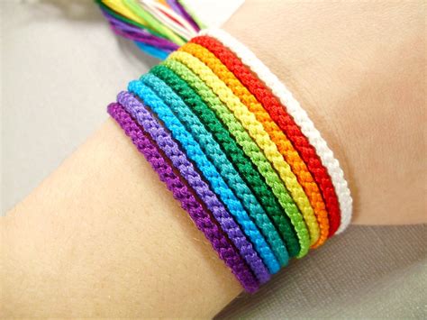 Rainbow Friendship Bracelet Set Nine Color Bracelets And One Etsy