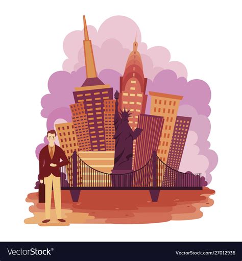 New York City Landscape Cartoon Royalty Free Vector Image